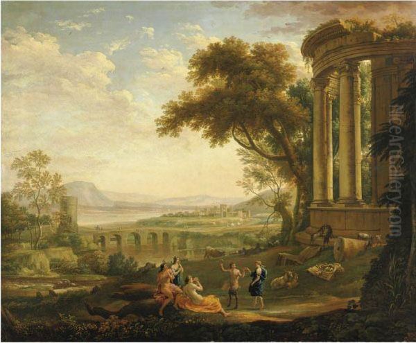 Paesaggio Con Satiro E Ninfa Oil Painting by Claude Lorrain (Gellee)