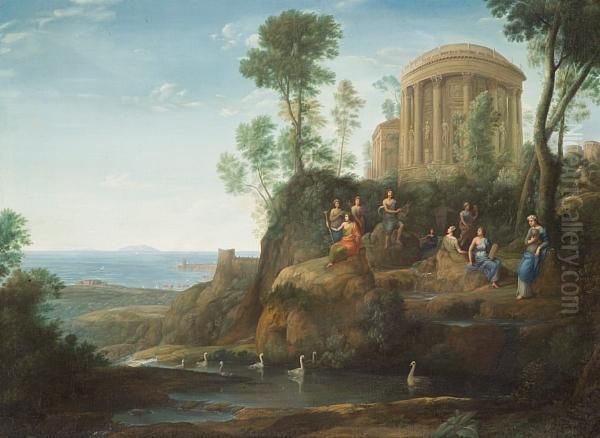 Apollo And The Muses On Mount Helicon Oil Painting by Claude Lorrain (Gellee)