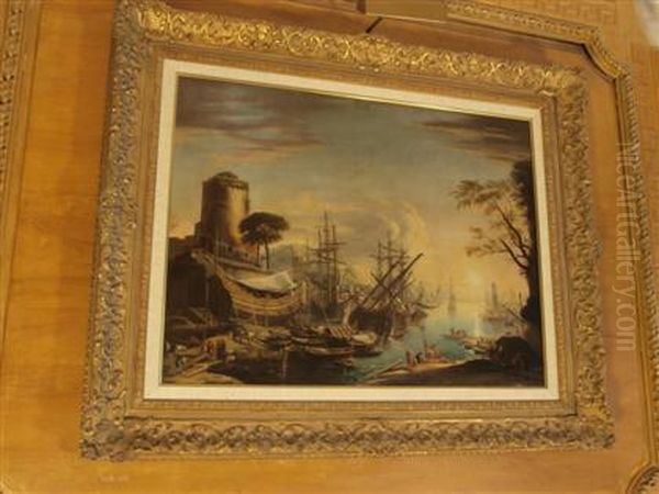 Harbor Scene Oil Painting by Claude Lorrain (Gellee)