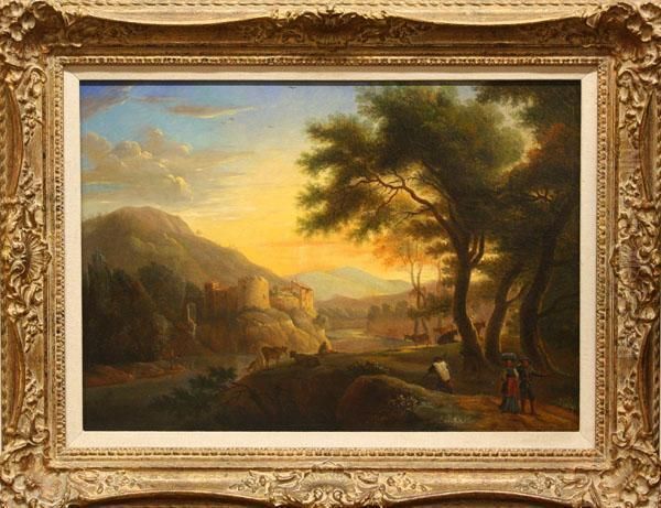 Landscape With Castle Oil Painting by Claude Lorrain (Gellee)