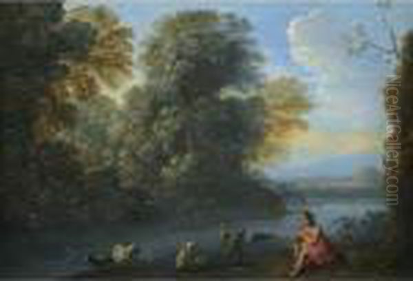 An Italianate Landscape With A Shepherd Oil Painting by Claude Lorrain (Gellee)