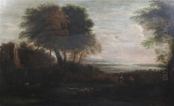 Cattle Drovers In A Landscape Oil Painting by Claude Lorrain (Gellee)