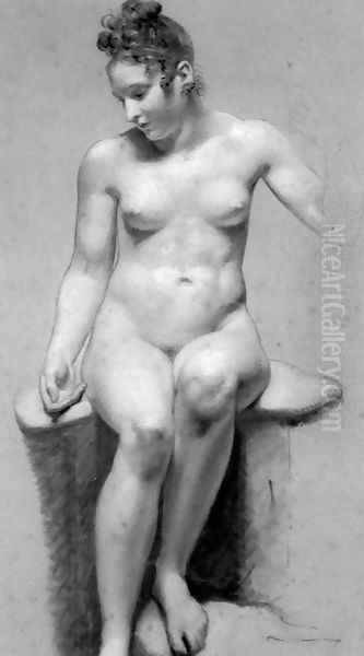 Seated Female Nude Oil Painting by Pierre-Paul Prud'hon