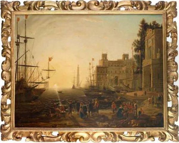 Veduta Ideata Di Porto Con Villa Medici Oil Painting by Claude Lorrain (Gellee)