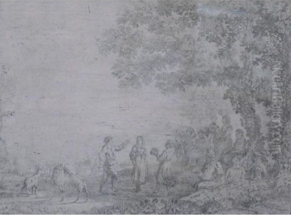 La Danse Villageoise Oil Painting by Claude Lorrain (Gellee)