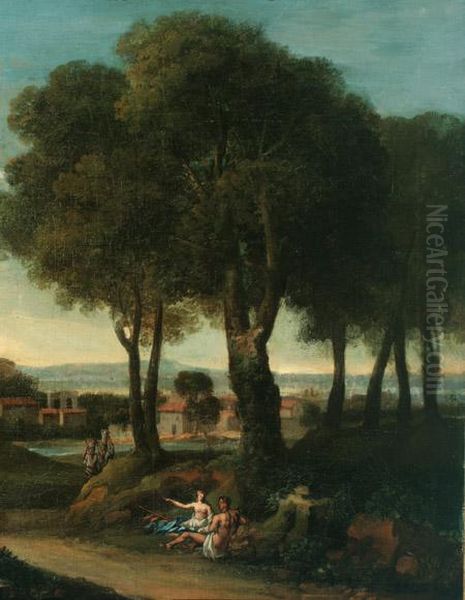 Reclining Figures In A Classical Landscape Oil Painting by Claude Lorrain (Gellee)