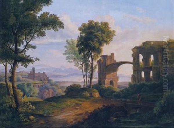 Paesaggio Classico Con Rovine E Un Pastore Con Gregge Oil Painting by Claude Lorrain (Gellee)