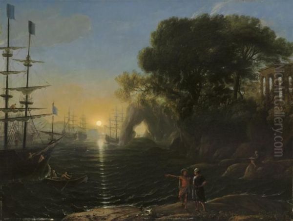 The Landing Of Aeneas In Latium Oil Painting by Claude Lorrain (Gellee)