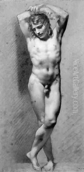 Male Nude Standing Oil Painting by Pierre-Paul Prud'hon