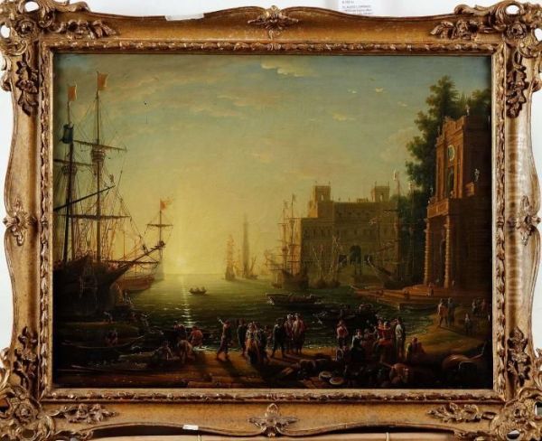 Port With Villa Medici Oil Painting by Claude Lorrain (Gellee)