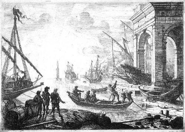 Le Port De Mer Au Fanal (hafenszene Mit Leuchtturm). Oil Painting by Claude Lorrain (Gellee)