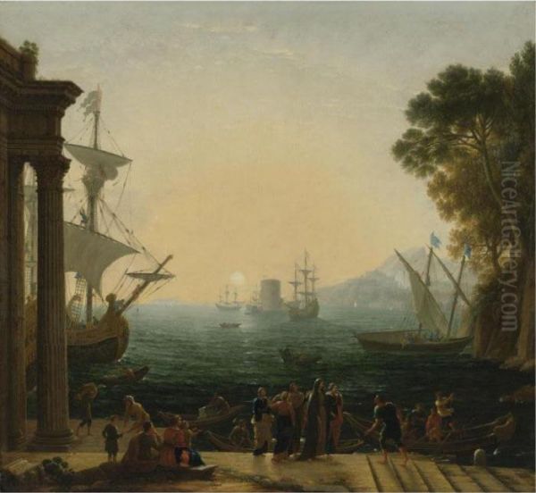 The Embarkation Of Saint Paula Oil Painting by Claude Lorrain (Gellee)