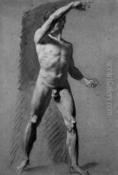 Male Nude Pointing Oil Painting by Pierre-Paul Prud'hon