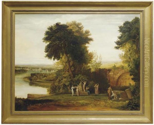 Nymphs In A Wooded Landscape Oil Painting by Claude Lorrain (Gellee)