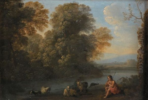 Berger Devant Une Riviere Oil Painting by Claude Lorrain (Gellee)