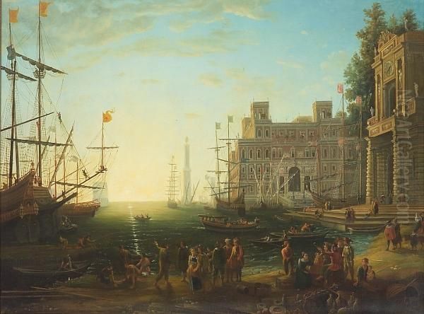 A Harbor Scene With The Villa Medici Oil Painting by Claude Lorrain (Gellee)