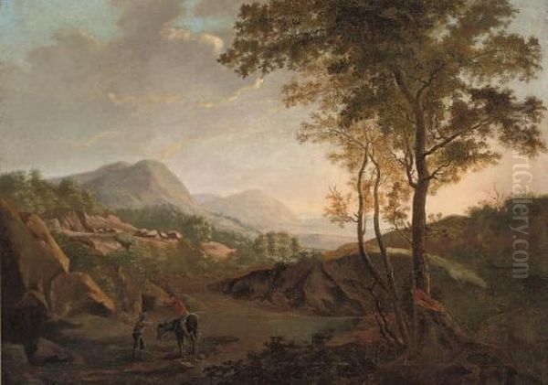 Stopping For Directions Along The Way Oil Painting by Claude Lorrain (Gellee)