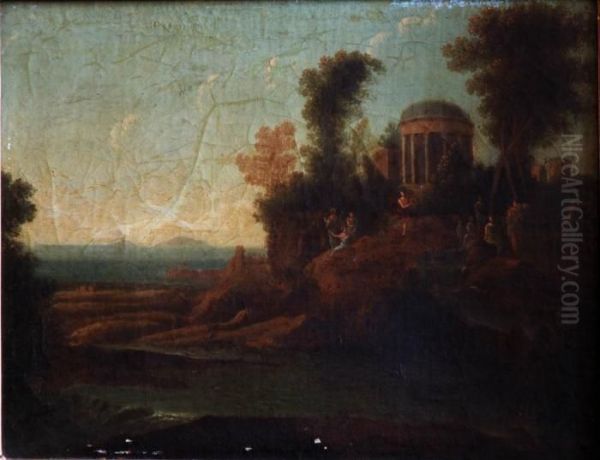 Classicaltemple With Figures Oil Painting by Claude Lorrain (Gellee)