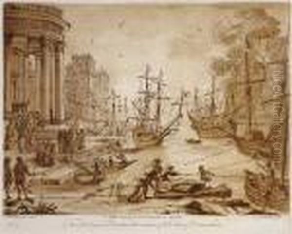 Harbour Scene Oil Painting by Claude Lorrain (Gellee)