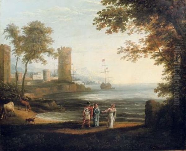 An Italianate Harbour With A Mythological Scene Oil Painting by Claude Lorrain (Gellee)