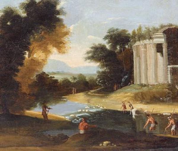 Paesaggio Con Un Tempio Oil Painting by Claude Lorrain (Gellee)