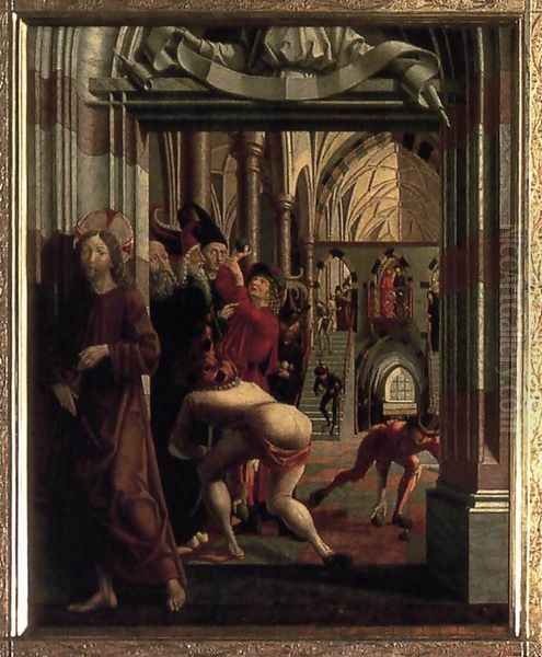 St Wolfgang Altarpiece- Purification of the Temple 1479-81 Oil Painting by Michael Pacher