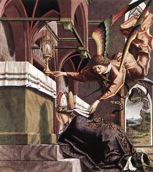 Altarpiece of the Church Fathers- Vision of St Sigisbert c. 1483 Oil Painting by Michael Pacher