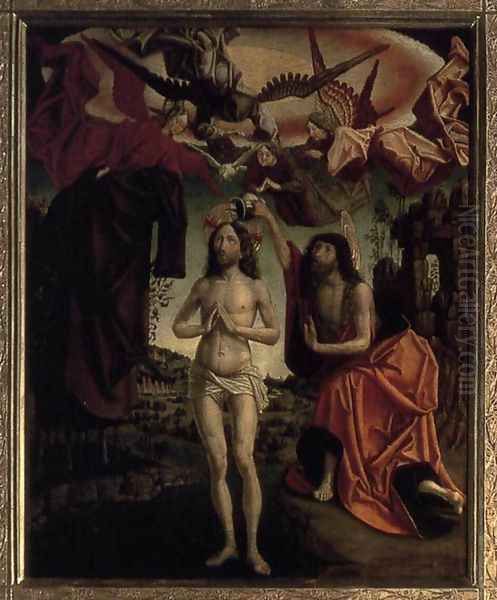 St Wolfgang Altarpiece- Baptism of Christ 1479-81 Oil Painting by Michael Pacher