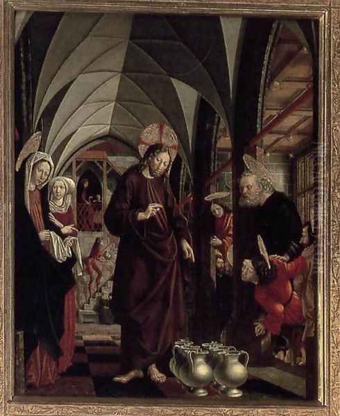 St Wolfgang Altarpiece- Marriage at Cana 1479-81 Oil Painting by Michael Pacher