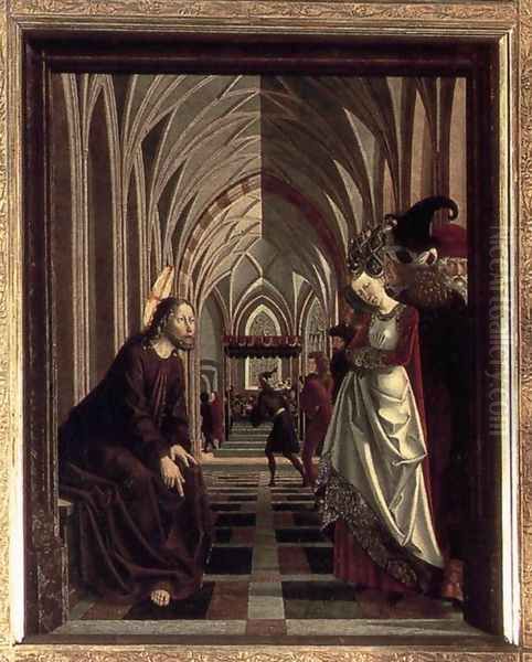 St Wolfgang Altarpiece- Christ and the Adulteress 1479-81 Oil Painting by Michael Pacher