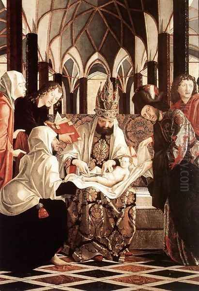 St Wolfgang Altarpiece- Circumcision 1479-81 Oil Painting by Michael Pacher