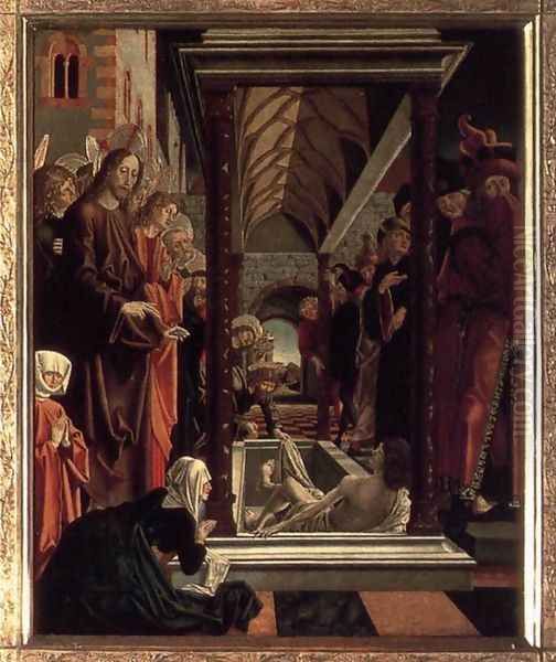 St Wolfgang Altarpiece- Resurrection of Lazar 1479-81 Oil Painting by Michael Pacher