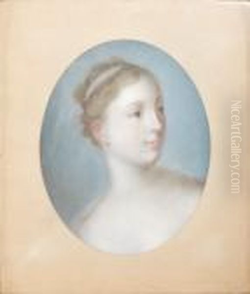 Portrait De Femme Oil Painting by Francois Lemoine (see Lemoyne)