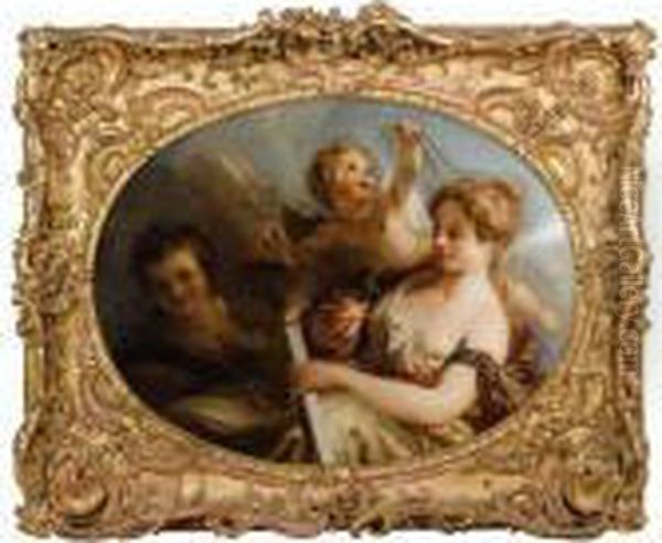 Allegorie De L'amour Oil Painting by Francois Lemoine (see Lemoyne)