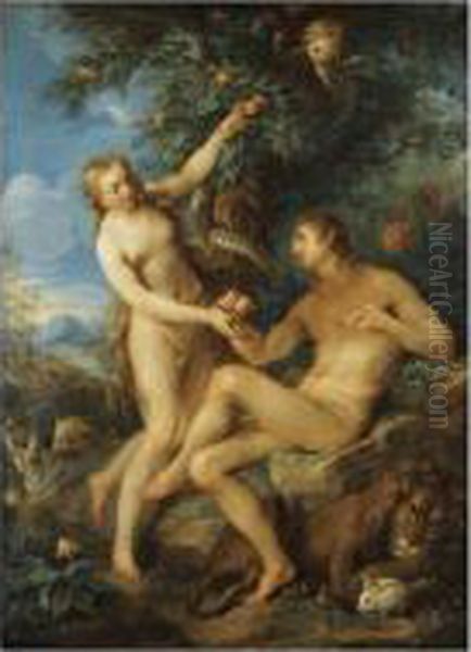 [francois Le Moyne ; Adam And Eve ; Oil On Copper] Oil Painting by Francois Lemoine (see Lemoyne)