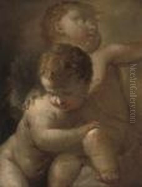 Putti Disporting Oil Painting by Francois Lemoine (see Lemoyne)