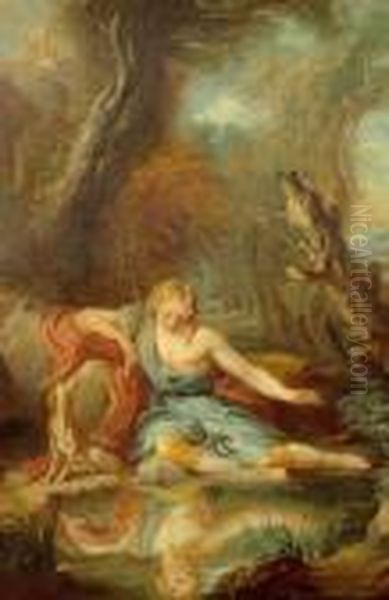 Narcissus Oil Painting by Francois Lemoine (see Lemoyne)