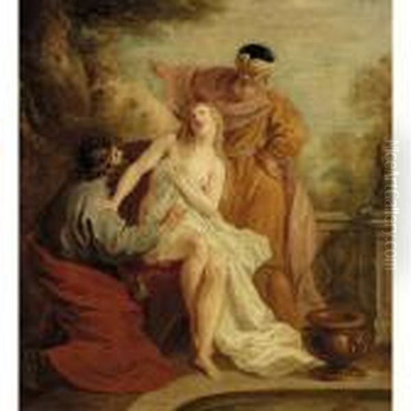 Susanna And The Elders Oil Painting by Francois Lemoine (see Lemoyne)