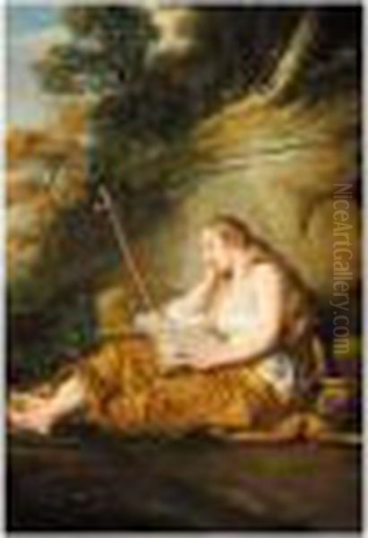 The Penitent Magdalene Oil Painting by Francois Lemoine (see Lemoyne)