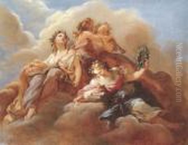 Four Muses Oil Painting by Francois Lemoine (see Lemoyne)