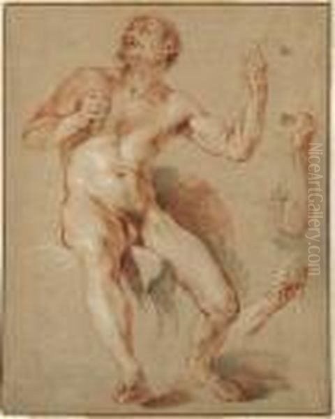 Hercules Seated, His Head And 
Shoulder In Shadow, With Subsidiarystudies Of His Right And Left Arm Oil Painting by Francois Lemoine (see Lemoyne)