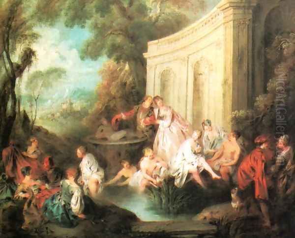 Women Bathing Oil Painting by Jean-Baptiste Joseph Pater