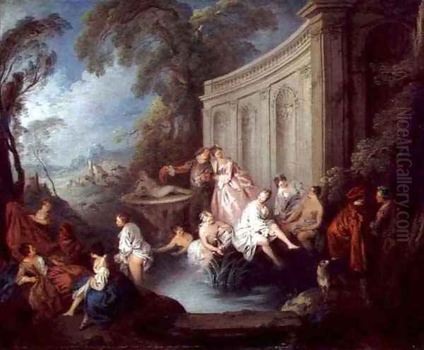 Ladies Bathing, c.1721 Oil Painting by Jean-Baptiste Joseph Pater