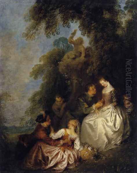 Conversation Galante 1720-23 Oil Painting by Jean-Baptiste Joseph Pater