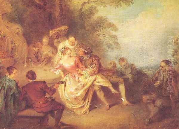 Gathering of Actors from the Italian Comedy Oil Painting by Jean-Baptiste Joseph Pater