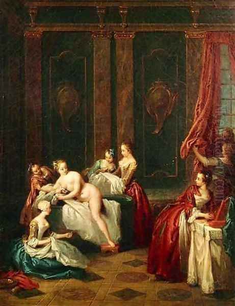 Bathroom Interior Oil Painting by Jean-Baptiste Joseph Pater