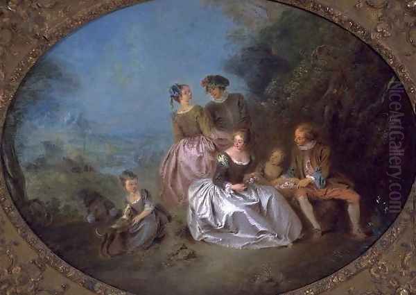 The Offer of Flowers Oil Painting by Jean-Baptiste Joseph Pater