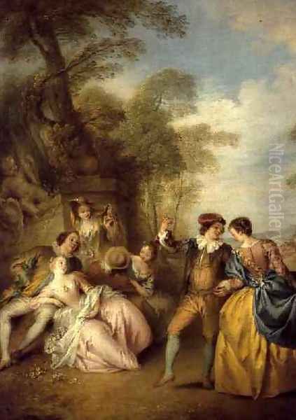 The Dance, 1730s Oil Painting by Jean-Baptiste Joseph Pater