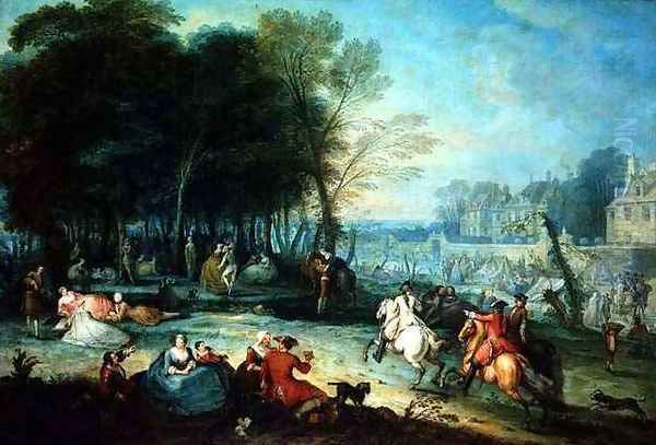 Fete Champetre with Soldiers Rejoicing, 1728 Oil Painting by Jean-Baptiste Joseph Pater