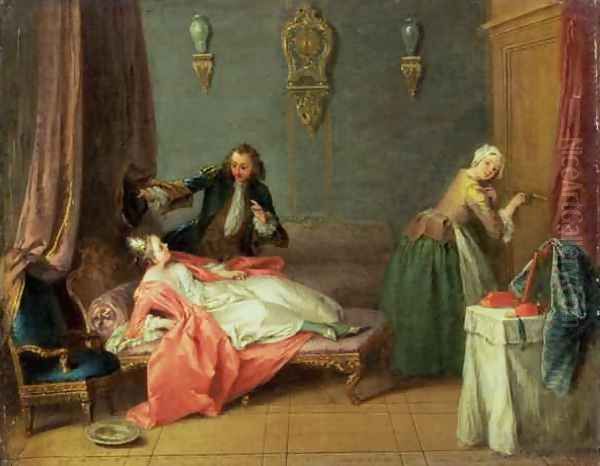 The Boudoir, 1730s Oil Painting by Jean-Baptiste Joseph Pater